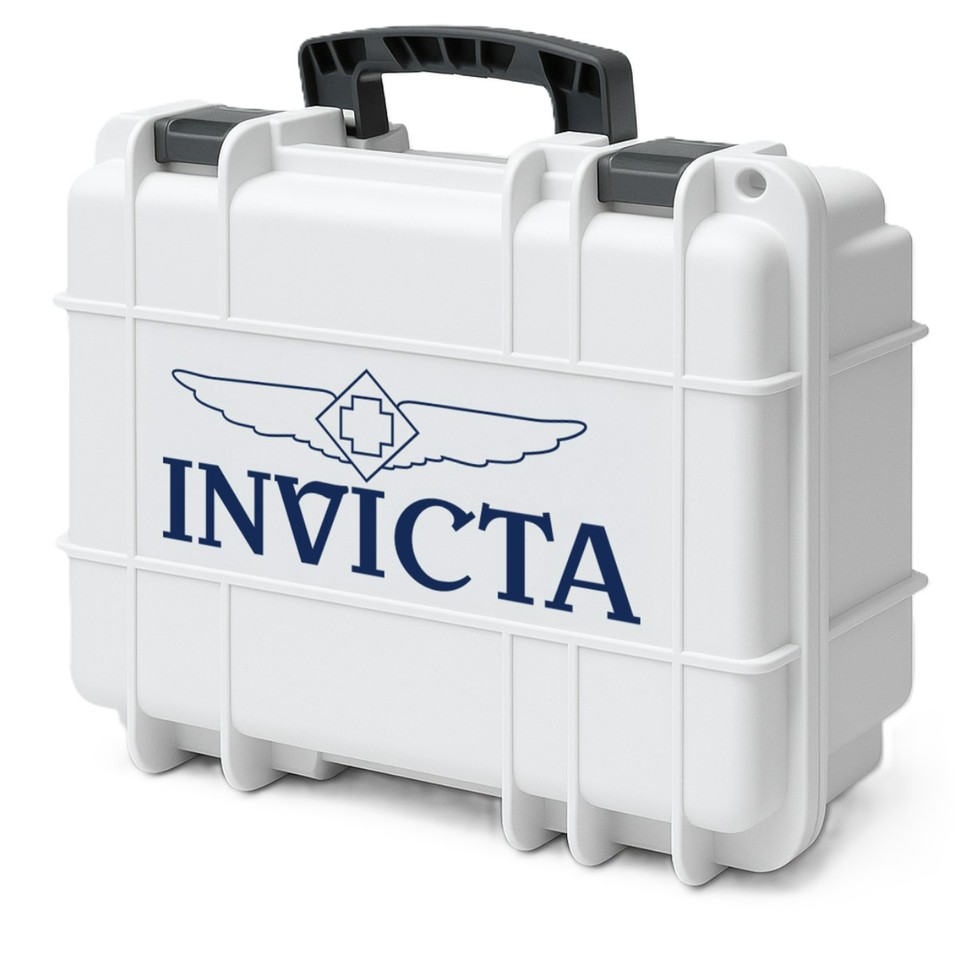 Estuche para relojes Invicta DC8WHT-NVY Dive Impact de 8 ranuras, blanco y azul marino